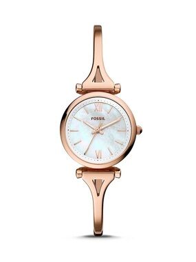 Fossil Carlie Mini Rose Gold Bangle Watch with Mother-of-Pearl Dial